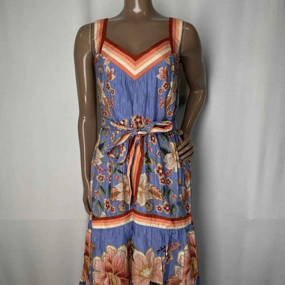 Farm Rio Women’s Superbloom Tapestry V-Neck Maxi Dress – Blue/Multi Floral – XXS